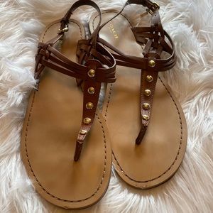 Coach leather and stud sandals